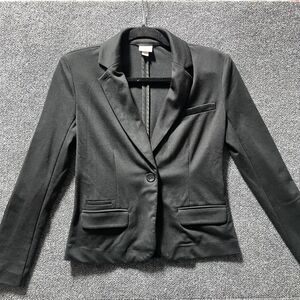 Merona Blazer Womens XS Black Single Button Stretch Office Career Suit Jacket